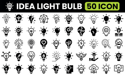 Set of 50 Idea and Innovation Light Bulb Icons