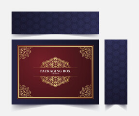 Golden Ornate Ornament on Packaging Box Design Template Layout