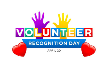 Volunteer recognition day april 20 isolated on transparent background