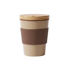 Reusable Coffee Cup with Bamboo Lid and Silicone Grip