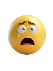 Fototapeta premium Worried crying emoji with big eyes expressing anxiety