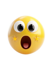 Fototapeta premium Surprised emoji with star eyes for fun reactions