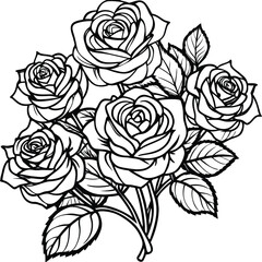 A vibrant cluster of blooming floribunda roses in full bloom artfully arranged and isolated on white background isolated on transparent background