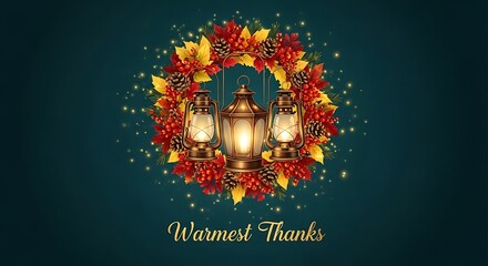 Send warmest thanks with this stunning fall arrangement featuring lanterns and seasonal foliage