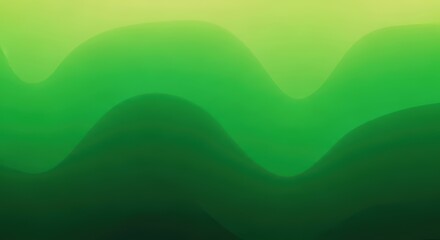 Obraz premium Abstract green waves on gradient background with smooth curves