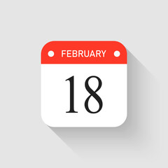 Vector icon page day calendar - 18 February month