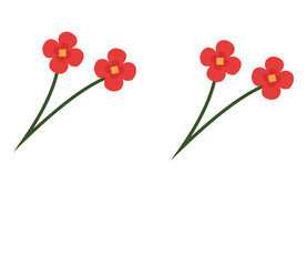 Vector art of two red flower, representing floral decoration