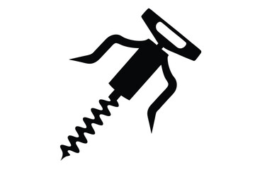 A stylized black silhouette showcases a classic wing corkscrew opener for your wine needs
