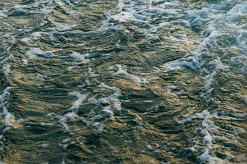 Dynamic ocean waves with foam and sunlight reflections