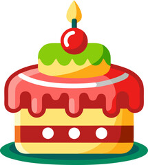 testy birthday cake, vector icon, white background