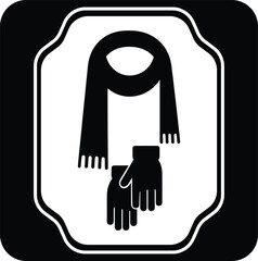 Icon of scarf and gloves for winter season isolated on white background weather symbol