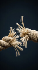 Close up of a frayed rope about to break.