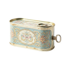 Vintage Decorative Sardine Tin with Floral Design