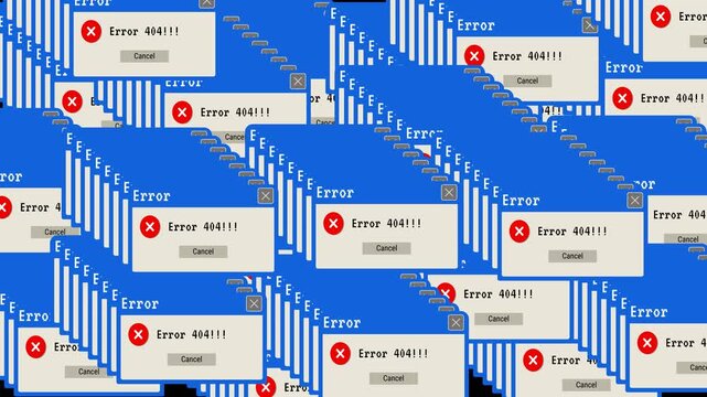Animated 404 error message 4k video,Concept error 404, internet outage and web page not found, error 404 for various uses.