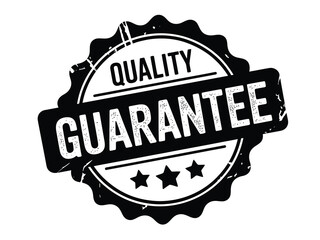 Black and white quality guarantee stamp with stars