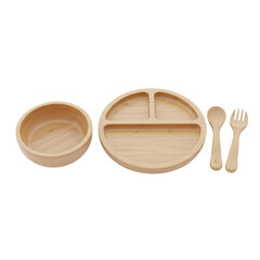 Bamboo Kids Dinnerware Set with Plate and Utensils
