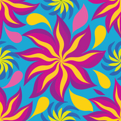 a colorful pattern with yellow and blue flowers