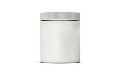 White Plastic Jar Mockup on White Background – Product Packaging Design Template