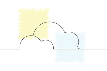 Minimalist cloudscape illustration with soft pastel colors evokes tranquility and serenity offering a simple yet elegant design suitable for backgrounds or creative projects
