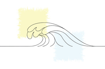 Minimalist Wave Illustration with Textured Color Blocks Serene Ocean Art for Creative Projects and Design Applications Featuring Single Line Style