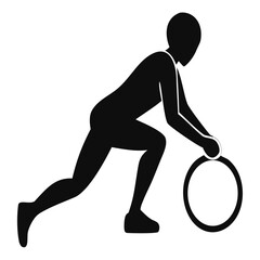 Graceful yoga silhouette performing a stretching pose on a clean white background