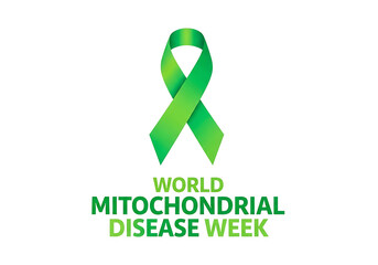 World mitochondrial disease week green ribbon isolated on transparent background