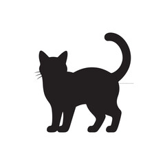 Black halloween cat silhouette vector flat illustration design on white background