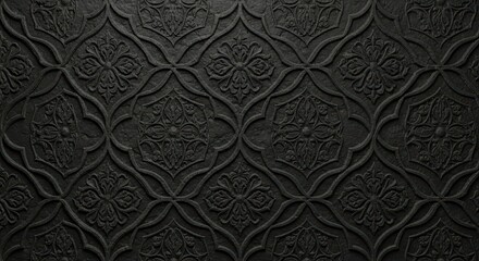 Intricate dark textured pattern with ornate floral and geometric designs