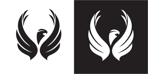 Elegant phoenix logo design rising with strength and grace, a powerful emblem for branding, finance, or security companies seeking a distinctive and memorable symbol of success