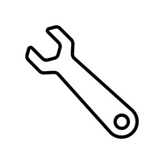 Open-end wrench icon. Spanner. Black outline line silhouette. Editable strokes. Front and side view. Vector simple flat graphic illustration. Isolated object on a white background.