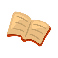 Open cartoon book with blank tan pages, suitable for education, storytelling, childrens books, and graphic design projects.