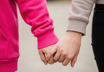 Two people holding hands showing friendship and connection