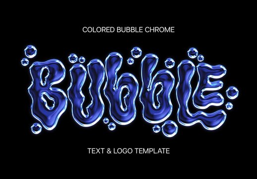 Colored Bubble Chrome Effect Mockup