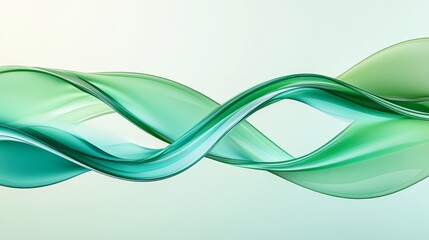 Fototapeta premium A flowing abstract design featuring soft green waves, evoking a sense of tranquility and fluidity, suitable for backgrounds, website headers, or wellness-related content,