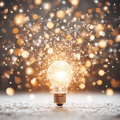 Sparkling Lightbulb in a Dreamy Bokeh Background