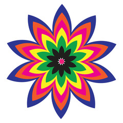 Colorful abstract geometric flower shape with multiple layers background bloom