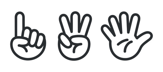 Hand Counting Fingers Vector Icon One to Five Isolated on Transparent Background