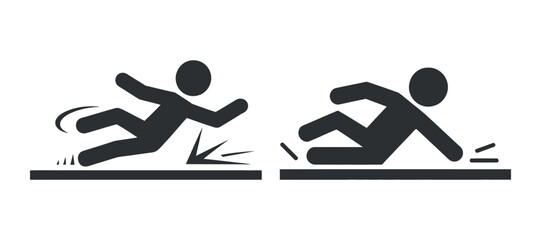 Slipping Hazard Vector Icon Caution Floor Safety Risk Accident Graphic