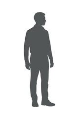 Full Body Man Silhouette Isolated: Business Style, Vector Illustration for Presentation