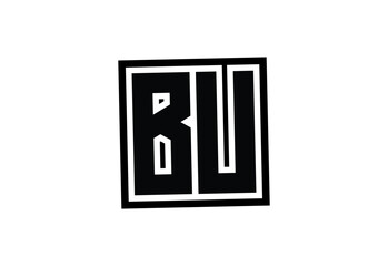 BU Modern Monogram Logo Design with Bold Geometric Shape and Minimal Frame.
