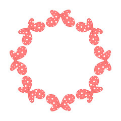 Festive round frame with Christmas bow. The vector design perfect for Christmas and New Year.