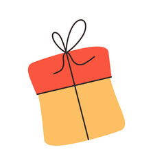 Gift box. A simple element for holiday greetings. New Year, birthday, Valentine's Day.