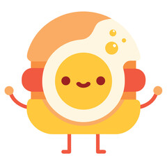 Happy breakfast sandwich character cartoon food
