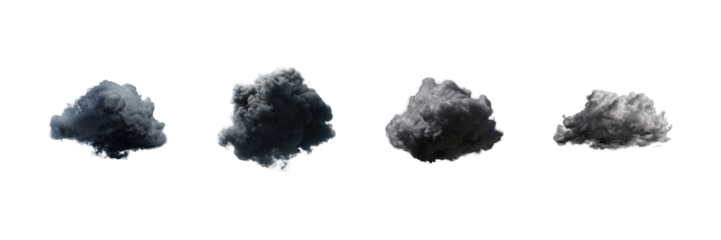 Dark Cloud Formations Set. Atmospheric Phenomena And Weather Patterns Collection Isolated On Transparent Background