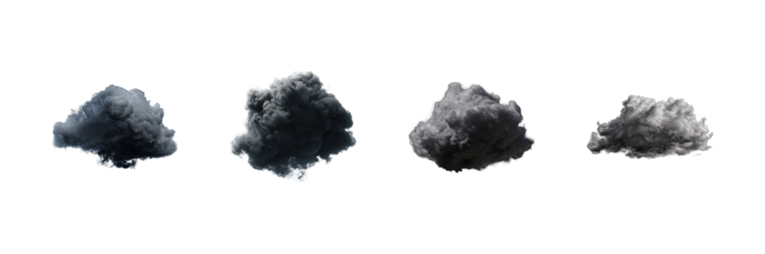 Dark Cloud Formations Set. Atmospheric Phenomena And Weather Patterns Collection Isolated On Transparent Background - Powered by Adobe