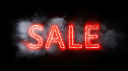 Red &ldquo;Sale&rdquo; explosion typography with glowing neon light effects, futuristic black friday promotional design in cinematic minimal style.