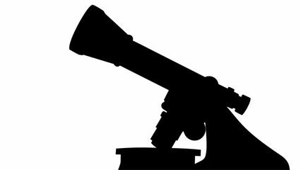 Silhouette of a telescope for astronomical observations and scientific research and exploration use only