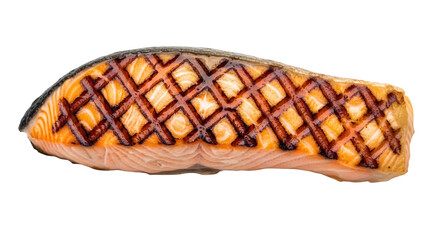 Grilled Salmon Fillet with Distinctive Grill Marks isolated PNG with Transparent Background