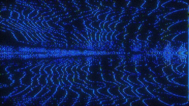 4K Abstract blue digital waves forming a grid pattern with data distortion, concept of network communication, AI data flow, information technology, cyberspace visualization, futuristic innovation,
