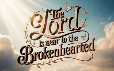 The Lord Is Near to the Brokenhearted decorative 3D script